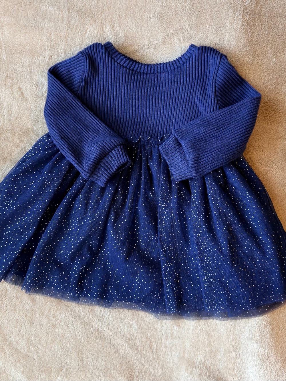 Carter's Navy Knit Top with Sparkling Tulle Skirt